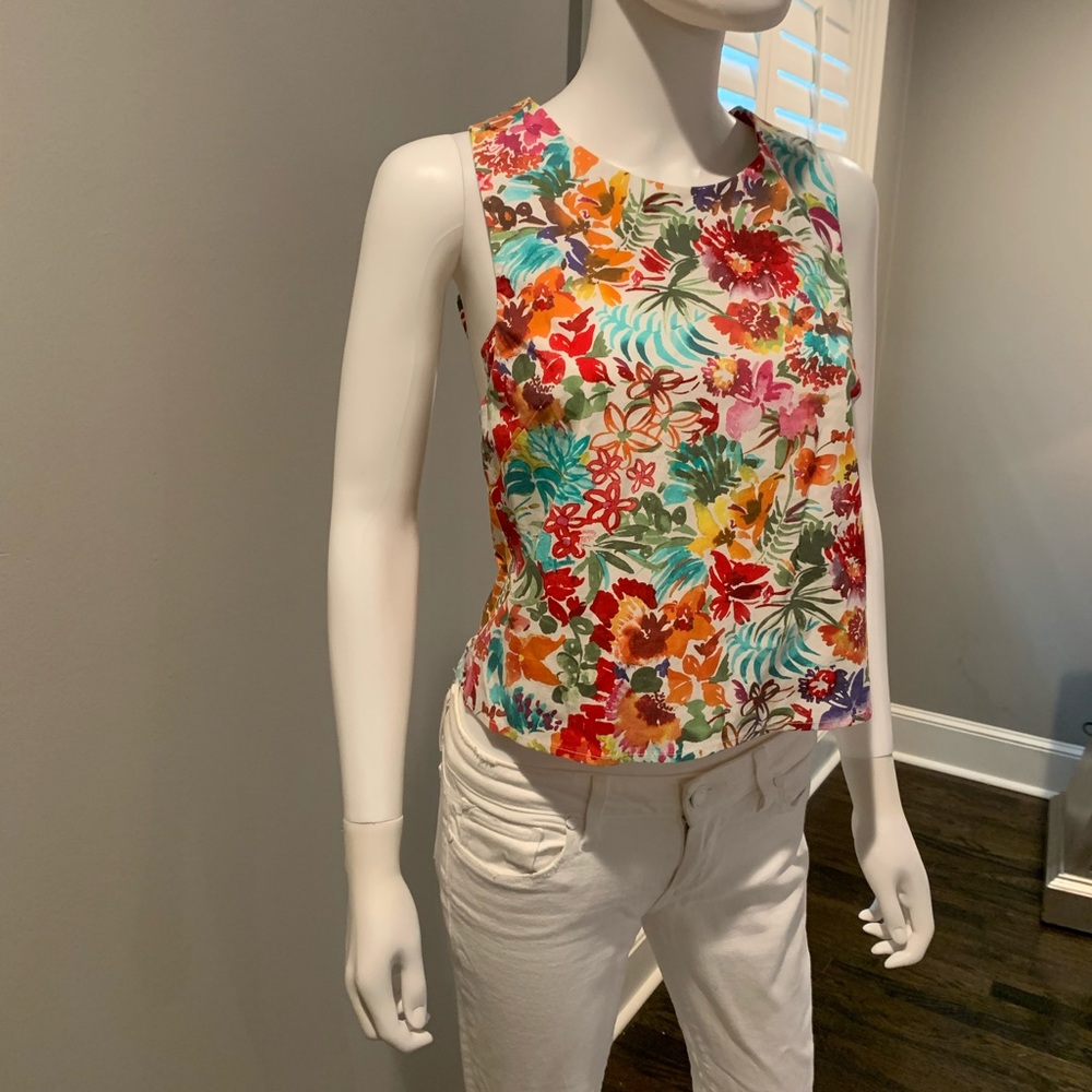 Top Shop Cotton Floral Tie-Back Top